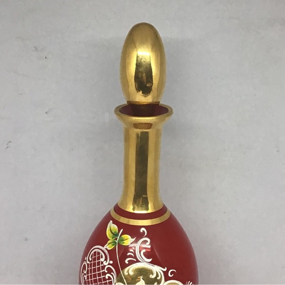 Vintage Mid Century 12.5in Bohemian Glass Handpainted Decanter *RARE* - Picture 6 of 6